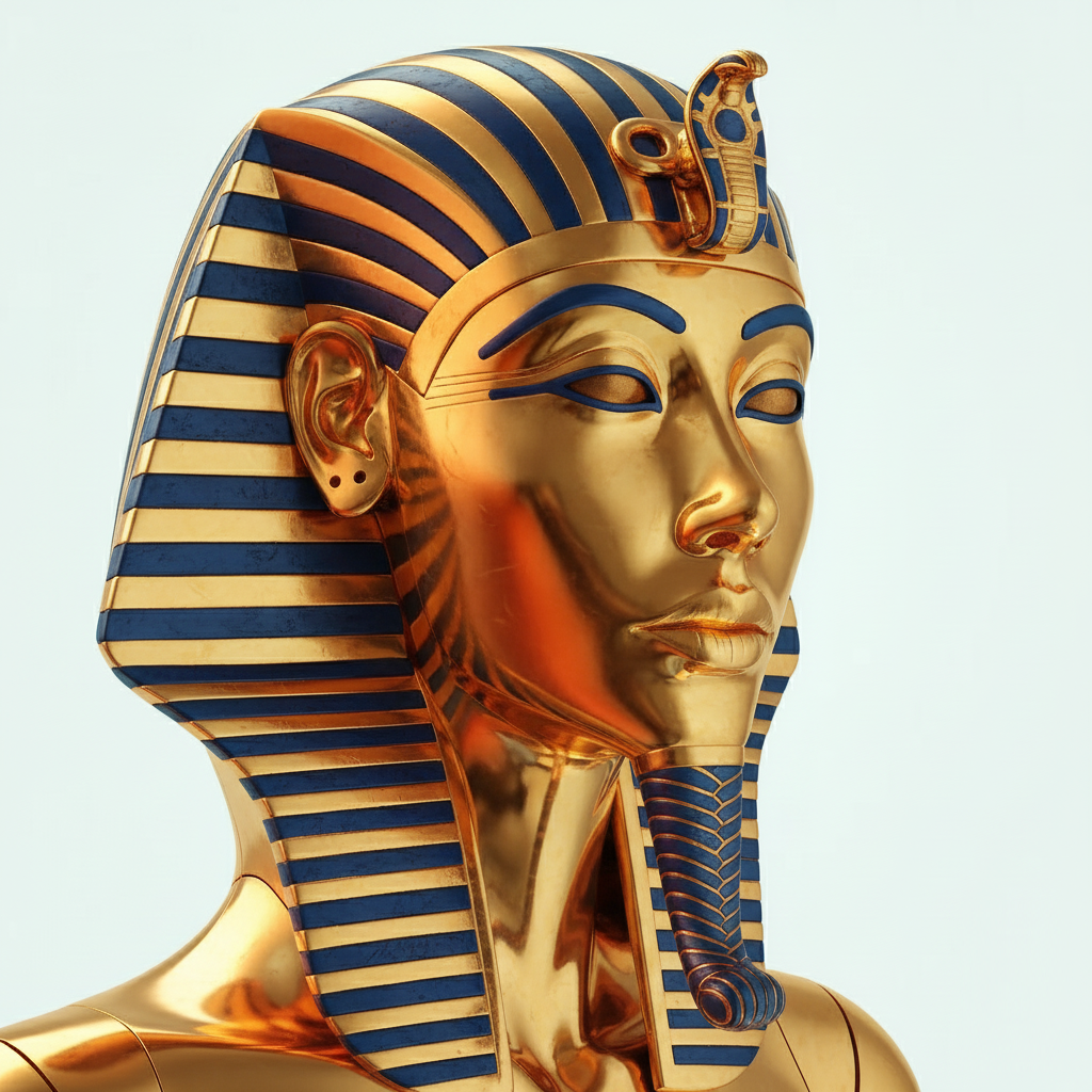 Chrome male robot torso front view